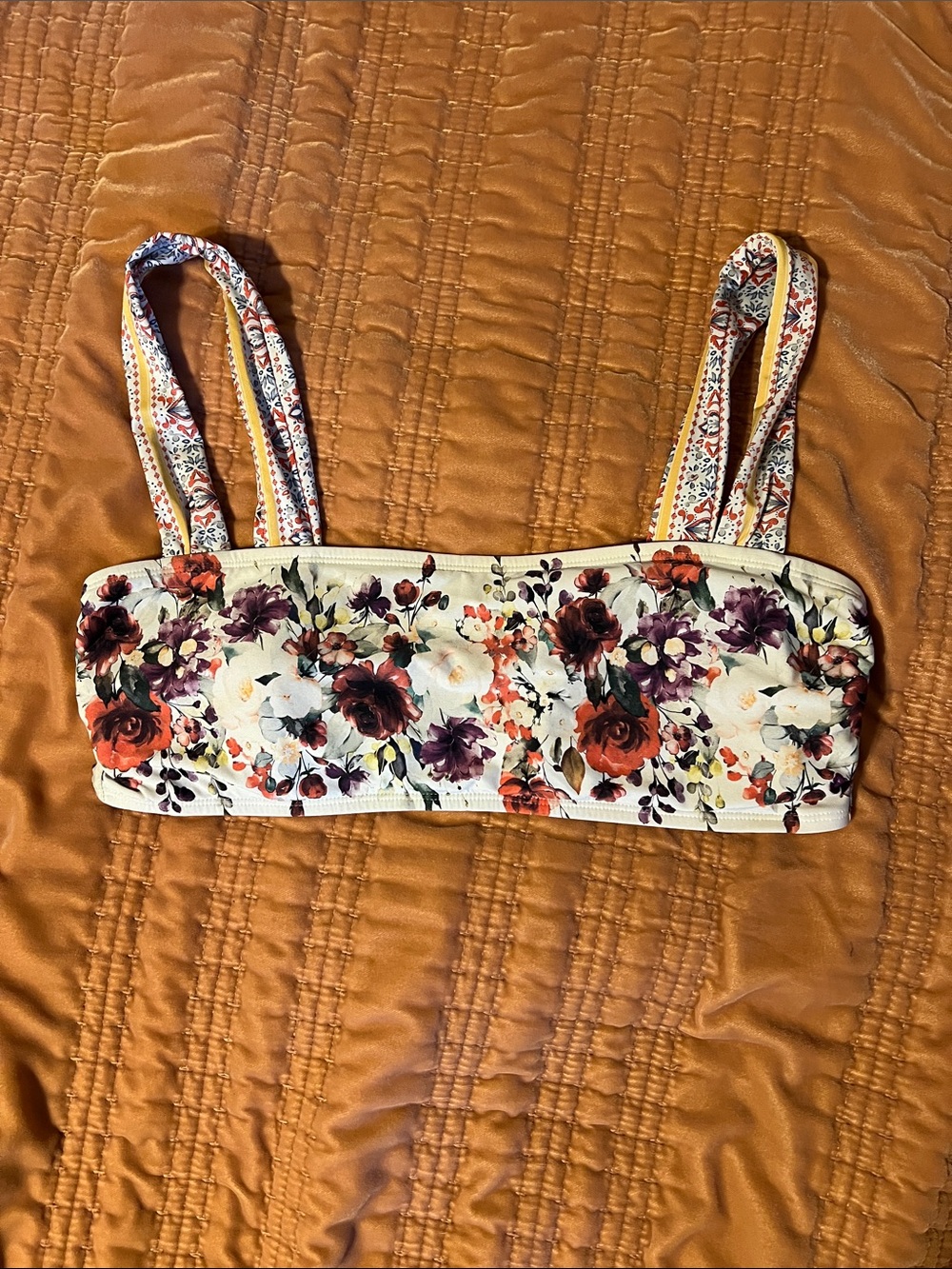 ANTONIO MELANI Floral Bandeau Bikini Swim Top | L